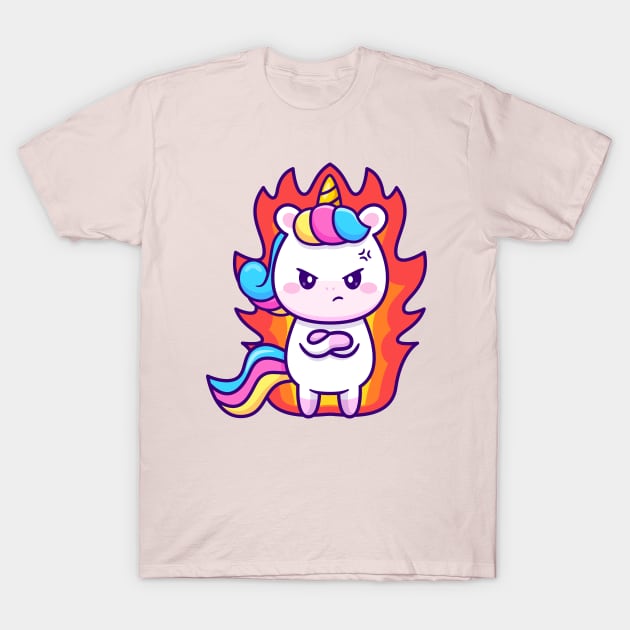 Cute Unicorn Angry Cartoon T-Shirt by Catalyst Labs